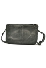 HillBurry Leather bags - Hillburry Shoulder Bag-Clutch with compartements Washed Leather d.grei