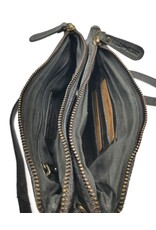 HillBurry Leren tassen - Hillburry Schoudertas-Clutch met vakjes Gewassen Leer d.grijs