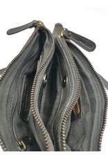 HillBurry Leren tassen - Hillburry Schoudertas-Clutch met vakjes Gewassen Leer d.grijs