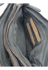 HillBurry Leather bags - Hillburry Shoulder Bag-Clutch with compartements Washed Leather d.grei