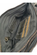 HillBurry Leren tassen - Hillburry Schoudertas-Clutch met vakjes Gewassen Leer d.grijs