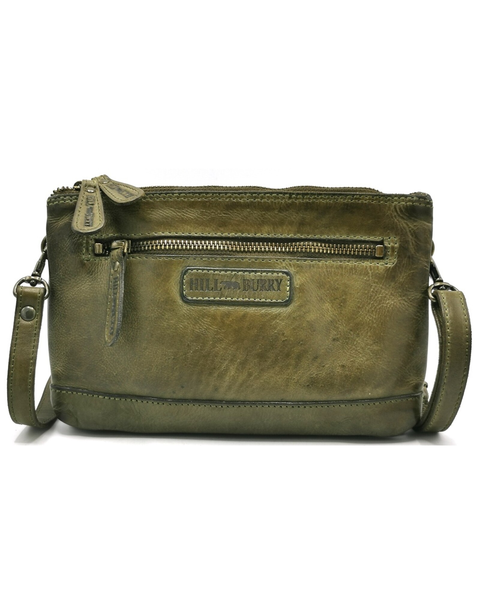 HillBurry Leather bags - Hillburry Shoulder Bag-Clutch with compartements Washed Leather green