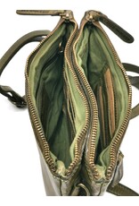 HillBurry Leather bags - Hillburry Shoulder Bag-Clutch with compartements Washed Leather green