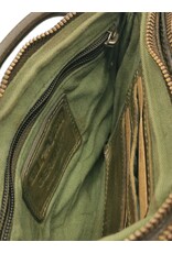 HillBurry Leren tassen - Hillburry Schoudertas-Clutch met vakjes Gewassen Leer groen