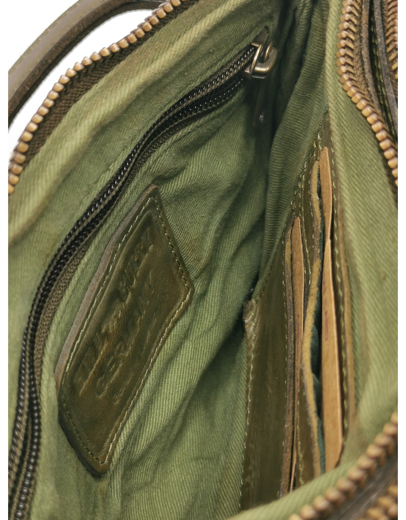 HillBurry Leather bags - Hillburry Shoulder Bag-Clutch with compartements Washed Leather green