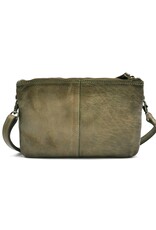 HillBurry Leren tassen - Hillburry Schoudertas-Clutch met vakjes Gewassen Leer groen