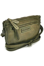 HillBurry Leather bags - Hillburry Shoulder Bag-Clutch with compartements Washed Leather green