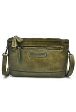 HillBurry Leren tassen - Hillburry Schoudertas-Clutch met vakjes Gewassen Leer groen
