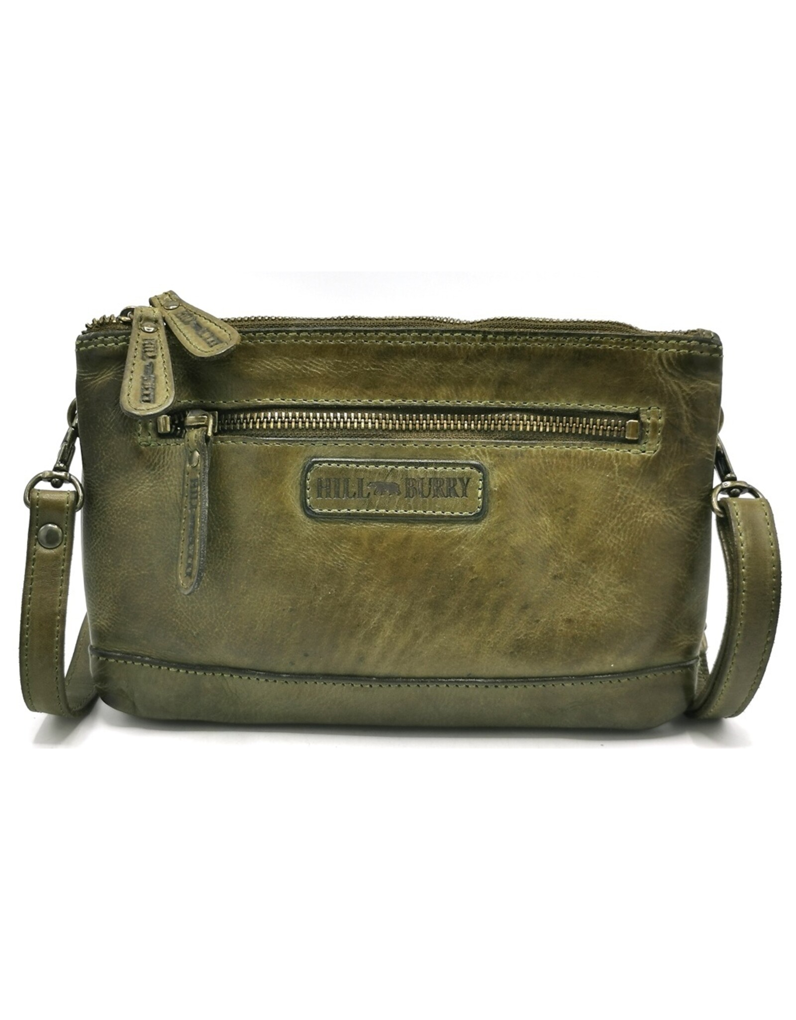 HillBurry Leather bags - Hillburry Shoulder Bag-Clutch with compartements Washed Leather green