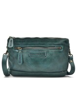 HillBurry Leather bags - Hillburry Shoulder Bag-Clutch with compartements Washed Leather petrol
