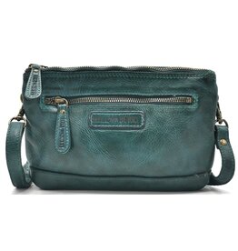HillBurry Hillburry Shoulder Bag-Clutch with compartements Washed Leather petrol