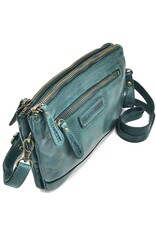 HillBurry Leather bags - Hillburry Shoulder Bag-Clutch with compartements Washed Leather petrol