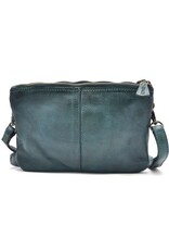 HillBurry Leren tassen - Hillburry Schoudertas-Clutch met vakjes Gewassen Leer petroleum