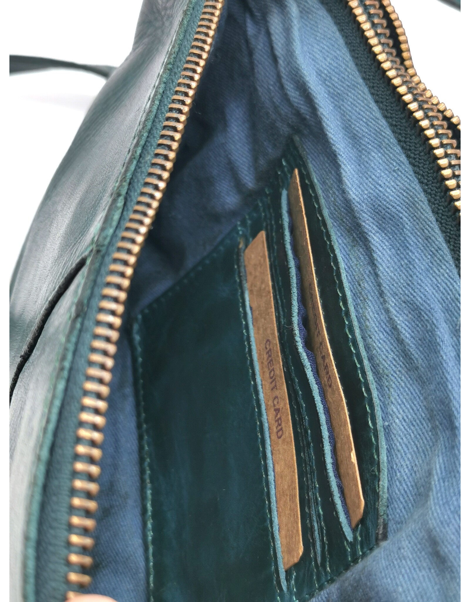 HillBurry Leather bags - Hillburry Shoulder Bag-Clutch with compartements Washed Leather petrol