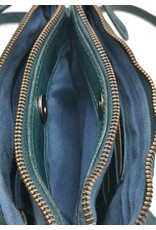 HillBurry Leren tassen - Hillburry Schoudertas-Clutch met vakjes Gewassen Leer petroleum