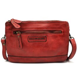 HillBurry Hillburry Shoulder Bag-Clutch with compartements Washed Leather red