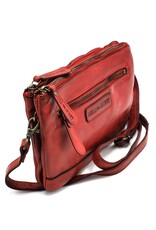 HillBurry Leren tassen - Hillburry Schoudertas-Clutch met vakjes Gewassen Leer rood