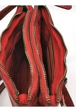 HillBurry Leren tassen - Hillburry Schoudertas-Clutch met vakjes Gewassen Leer rood