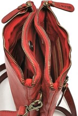 HillBurry Leren tassen - Hillburry Schoudertas-Clutch met vakjes Gewassen Leer rood