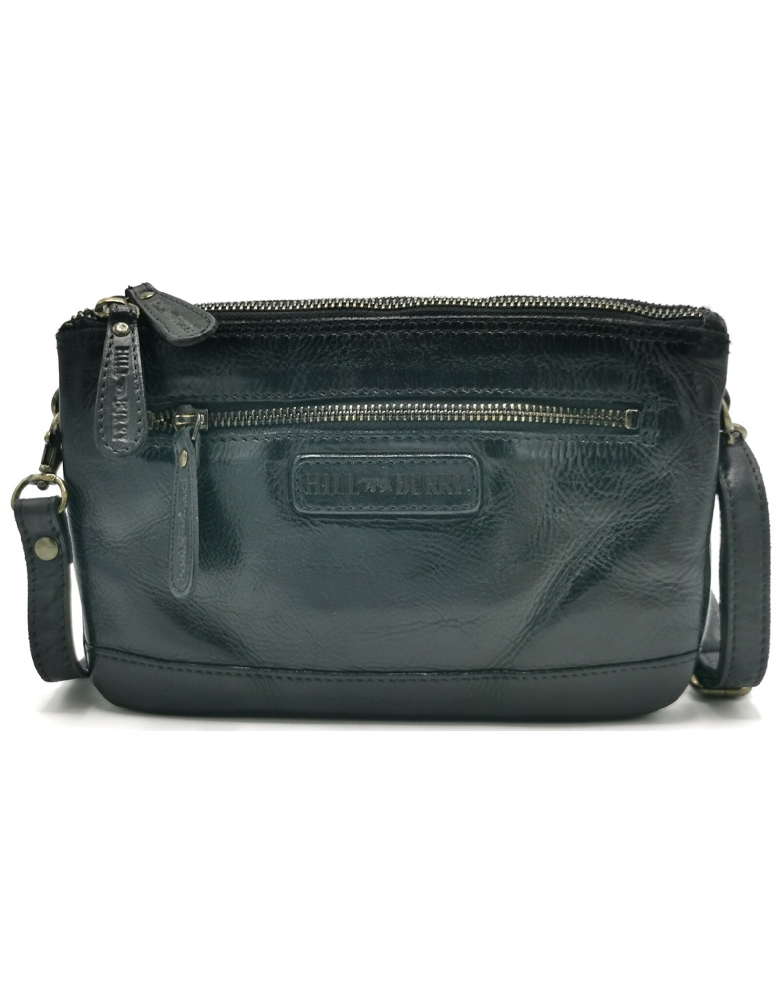 HillBurry Leather bags - Hillburry Shoulder Bag-Clutch with compartements Washed Leather black