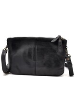 HillBurry Leather bags - Hillburry Shoulder Bag-Clutch with compartements Washed Leather black