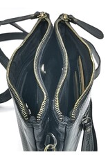 HillBurry Leather bags - Hillburry Shoulder Bag-Clutch with compartements Washed Leather black