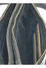 HillBurry Leren tassen - Hillburry Schoudertas-Clutch met vakjes Gewassen Leer zwart