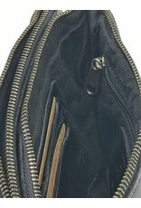 HillBurry Leren tassen - Hillburry Schoudertas-Clutch met vakjes Gewassen Leer zwart