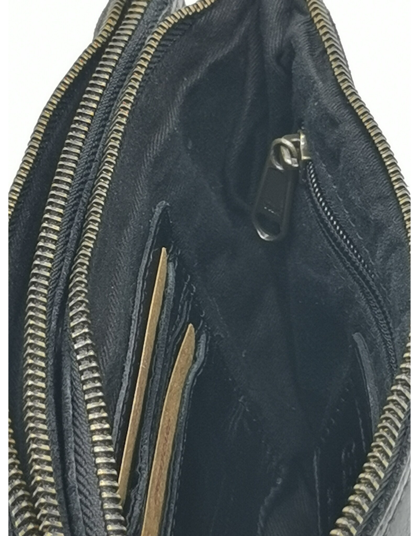 HillBurry Leren tassen - Hillburry Schoudertas-Clutch met vakjes Gewassen Leer zwart