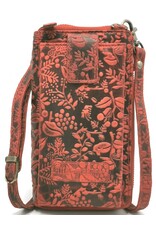 HillBurry Leren Festivaltasjes, heuptassen en riemtassen - HillBurry Telefoontas-Portemonnee Bladeren reliëf rood