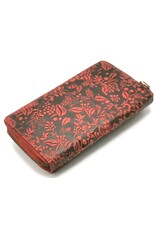 HillBurry Leather Festival bags, waist bags and belt bags - HillBurry Phone Bag-Wallet Embossed leaves red