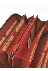 HillBurry Leren Festivaltasjes, heuptassen en riemtassen - HillBurry Telefoontas-Portemonnee Bladeren reliëf rood