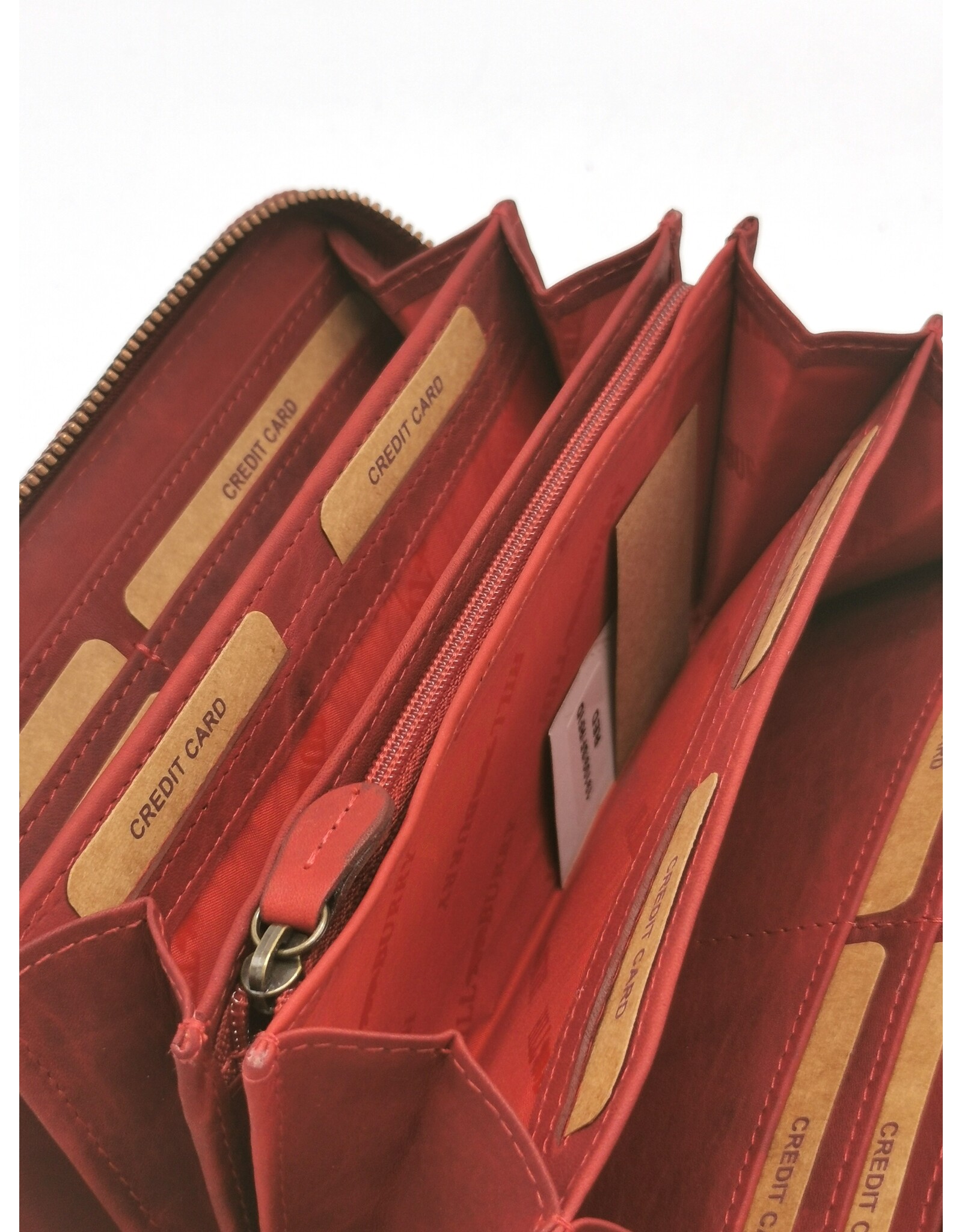 HillBurry Leather Festival bags, waist bags and belt bags - HillBurry Phone Bag-Wallet Embossed leaves red