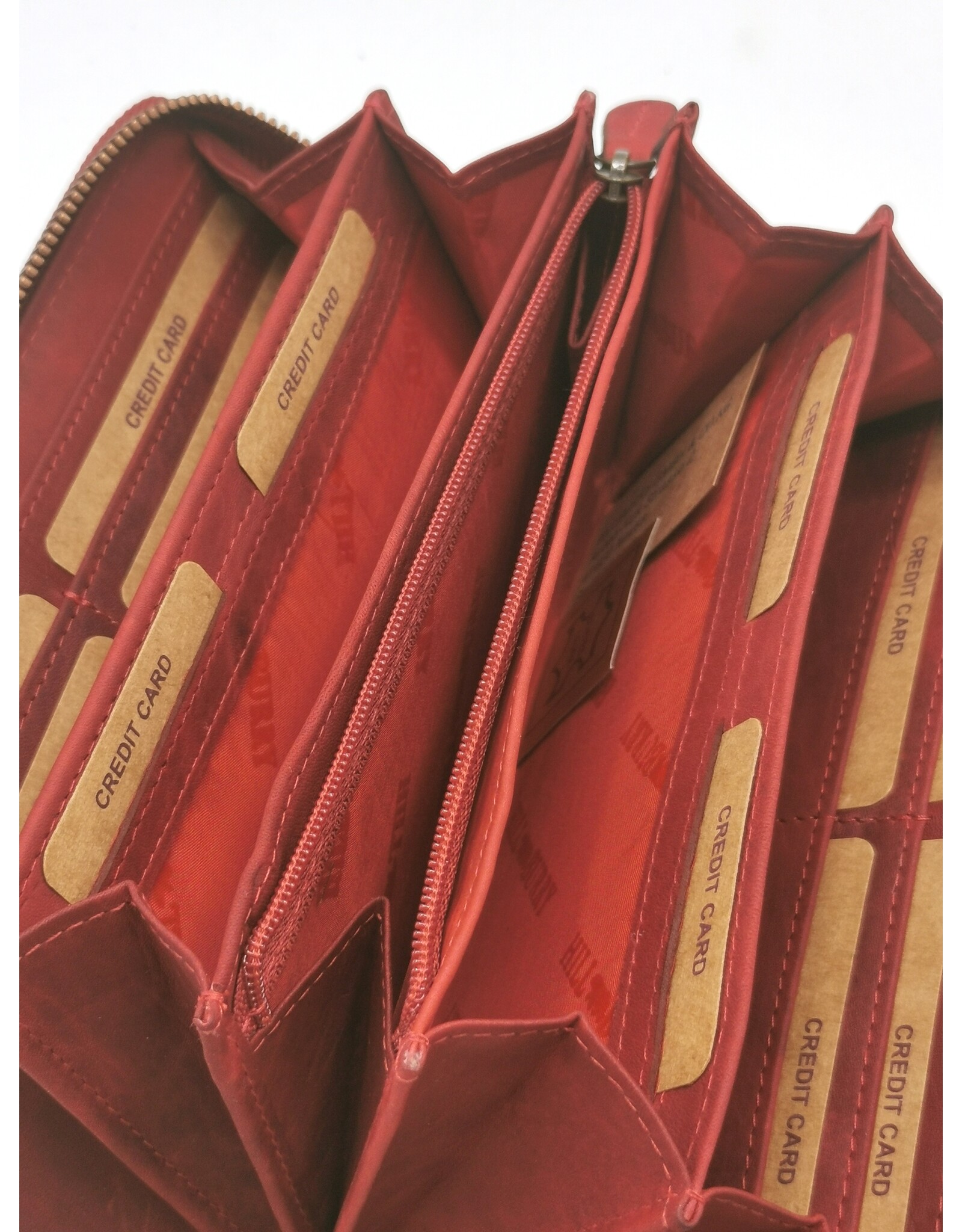 HillBurry Leren Festivaltasjes, heuptassen en riemtassen - HillBurry Telefoontas-Portemonnee Bladeren reliëf rood