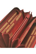 HillBurry Leather Festival bags, waist bags and belt bags - HillBurry Phone Bag-Wallet Embossed leaves red