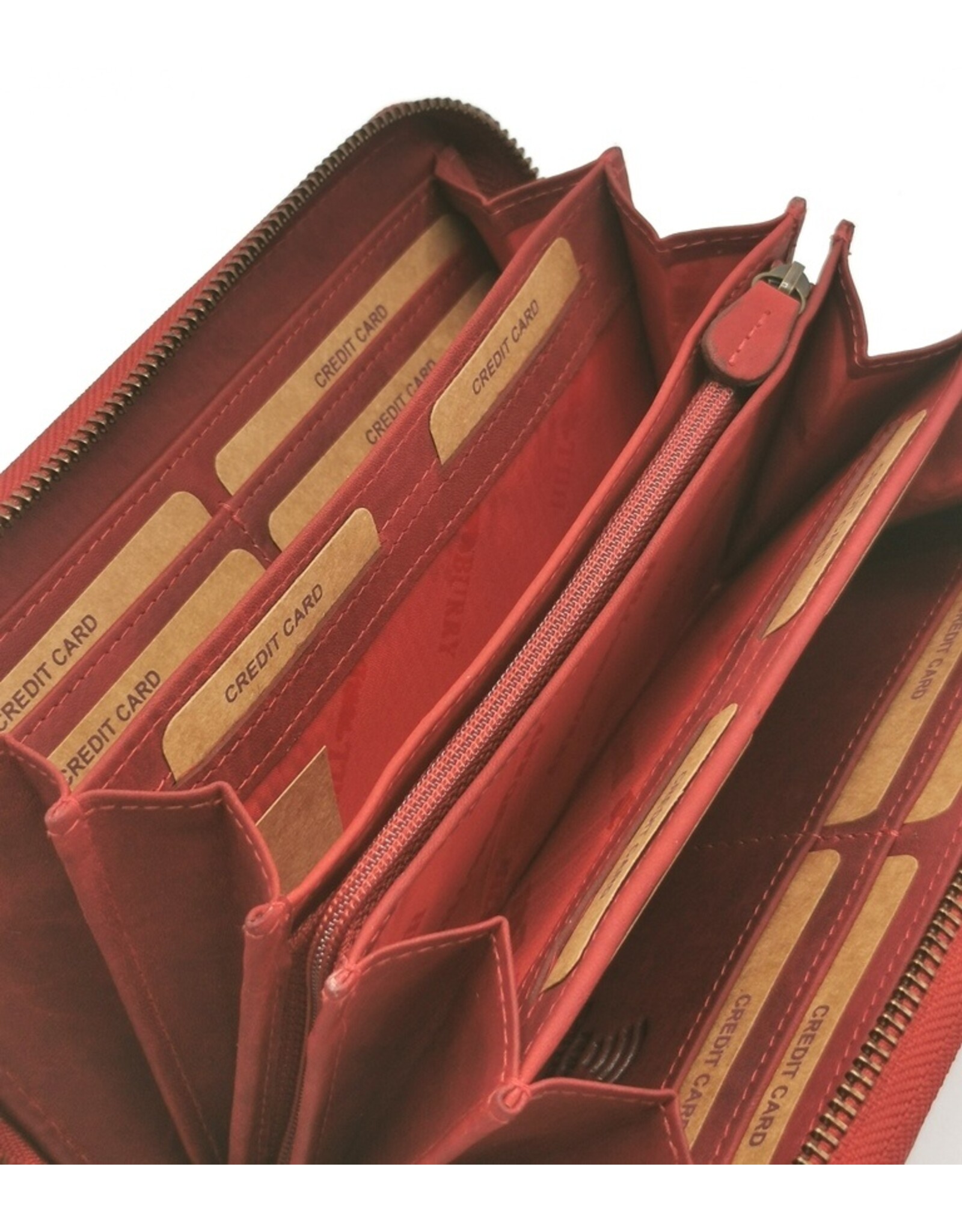 HillBurry Leather Festival bags, waist bags and belt bags - HillBurry Phone Bag-Wallet Embossed leaves red