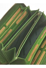 HillBurry Leren Festivaltasjes, heuptassen en riemtassen - HillBurry Telefoontas-Portemonnee Bladeren reliëf groen