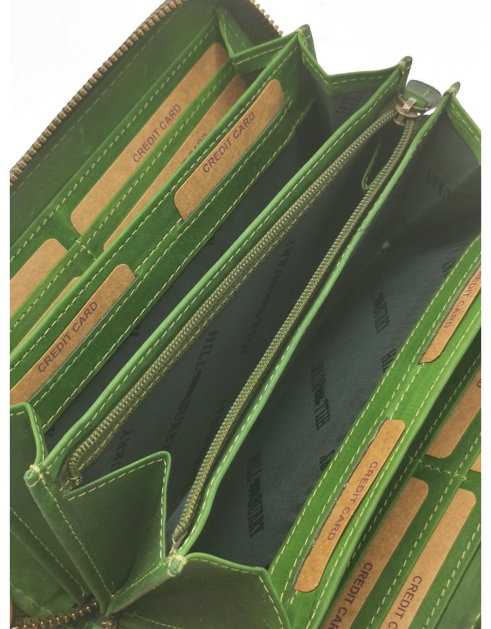 HillBurry Leren Festivaltasjes, heuptassen en riemtassen - HillBurry Telefoontas-Portemonnee Bladeren reliëf groen