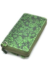 HillBurry Leren Festivaltasjes, heuptassen en riemtassen - HillBurry Telefoontas-Portemonnee Bladeren reliëf groen