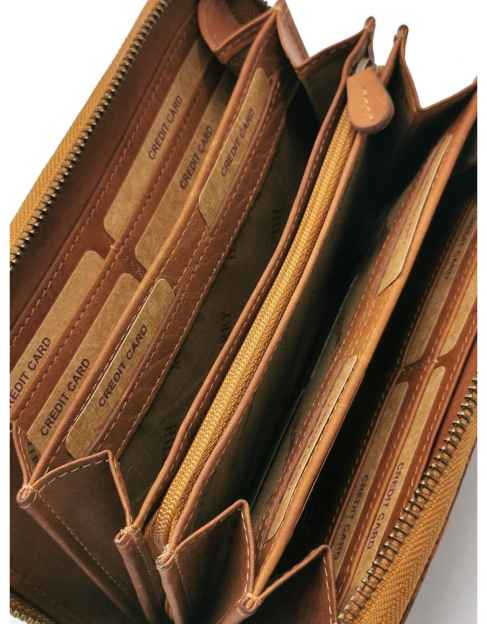 HillBurry Leather Festival bags, waist bags and belt bags - HillBurry Phone Bag-Wallet Embossed leaves tan