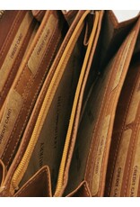 HillBurry Leather Festival bags, waist bags and belt bags - HillBurry Phone Bag-Wallet Embossed leaves tan