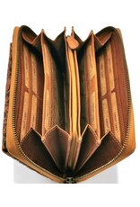 HillBurry Leather Festival bags, waist bags and belt bags - HillBurry Phone Bag-Wallet Embossed leaves tan
