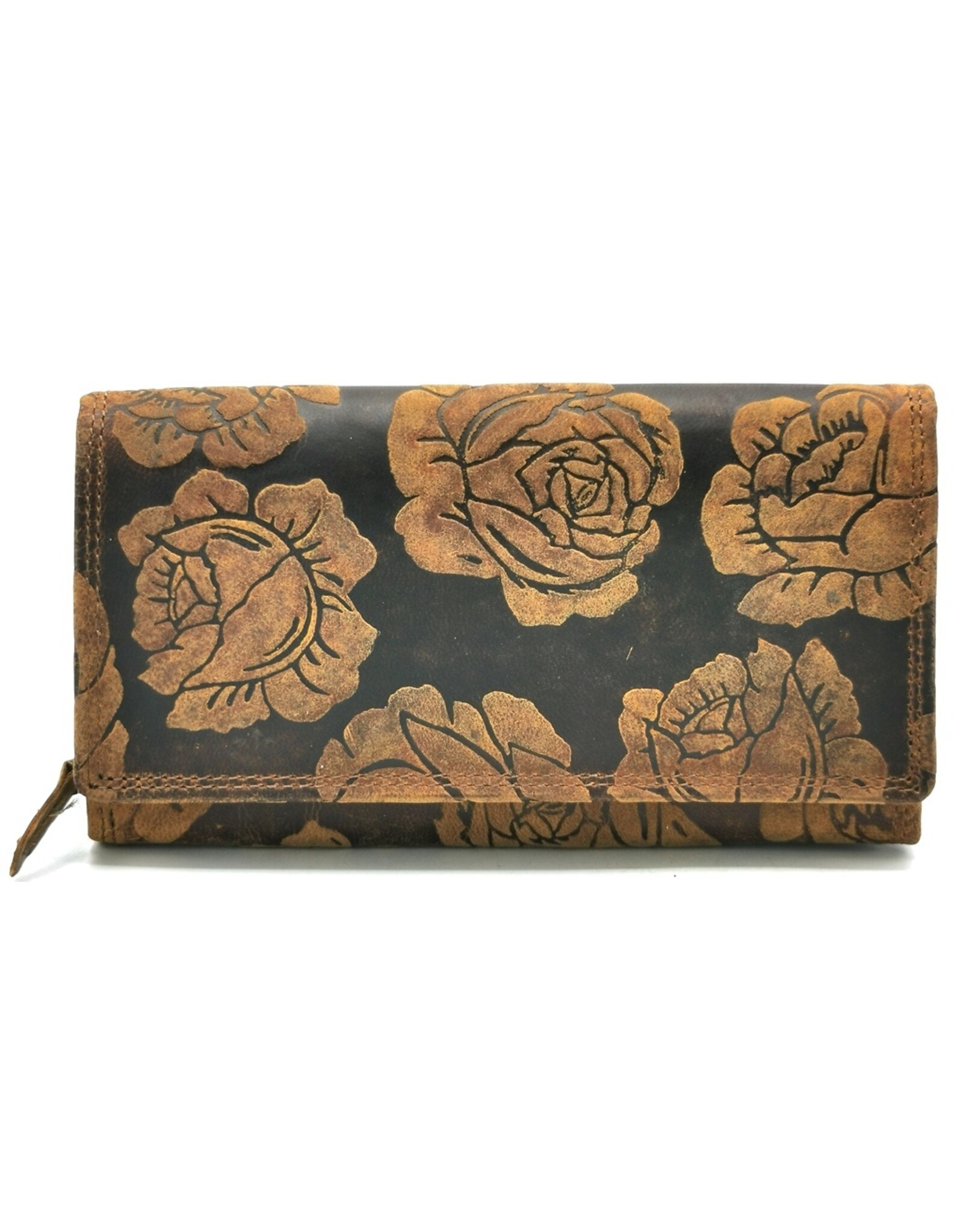 Trukado Leren Portemonnees - Leren Portemonnee met reliëf Rozen large