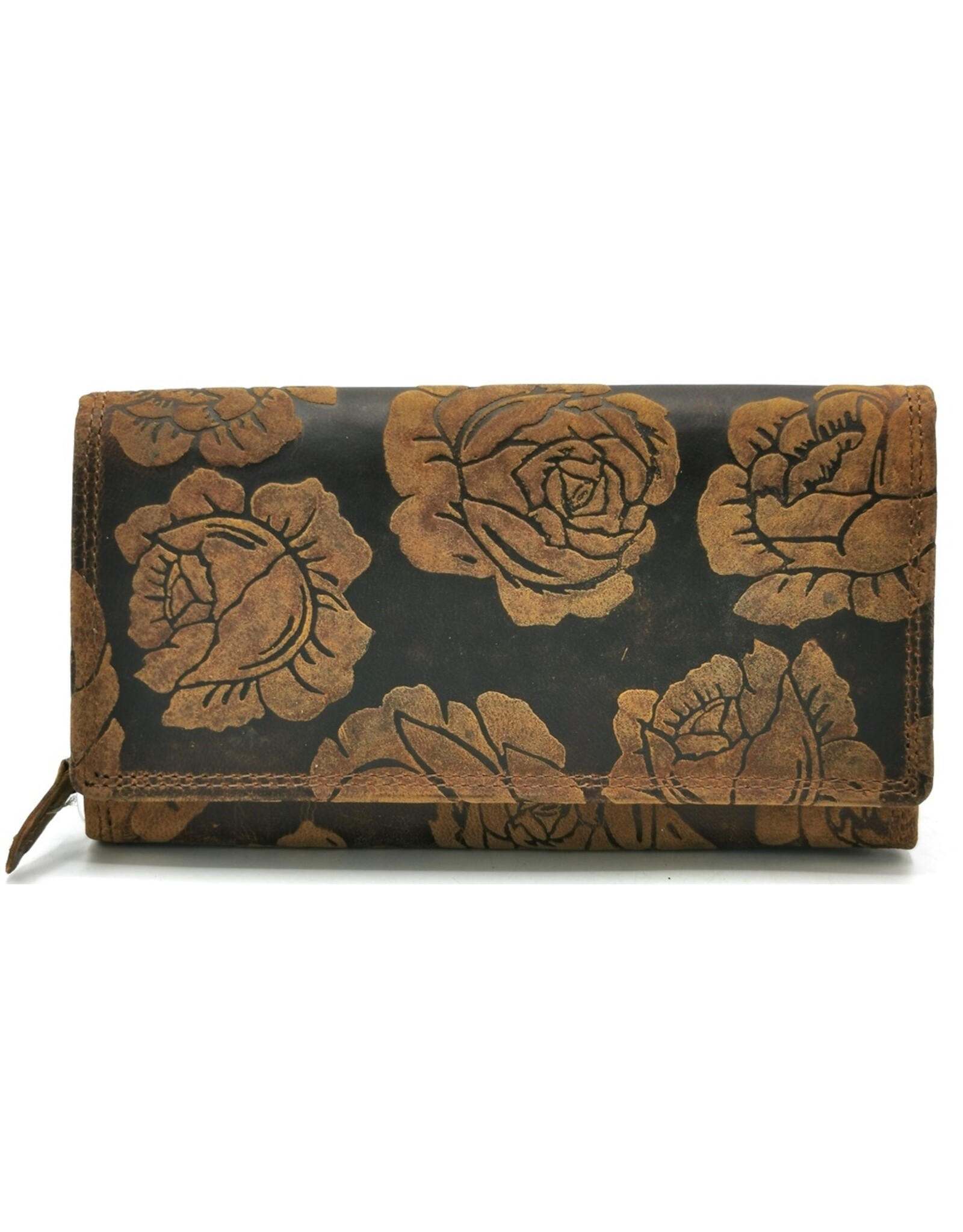 Trukado Leren Portemonnees - Leren Portemonnee met reliëf Rozen large