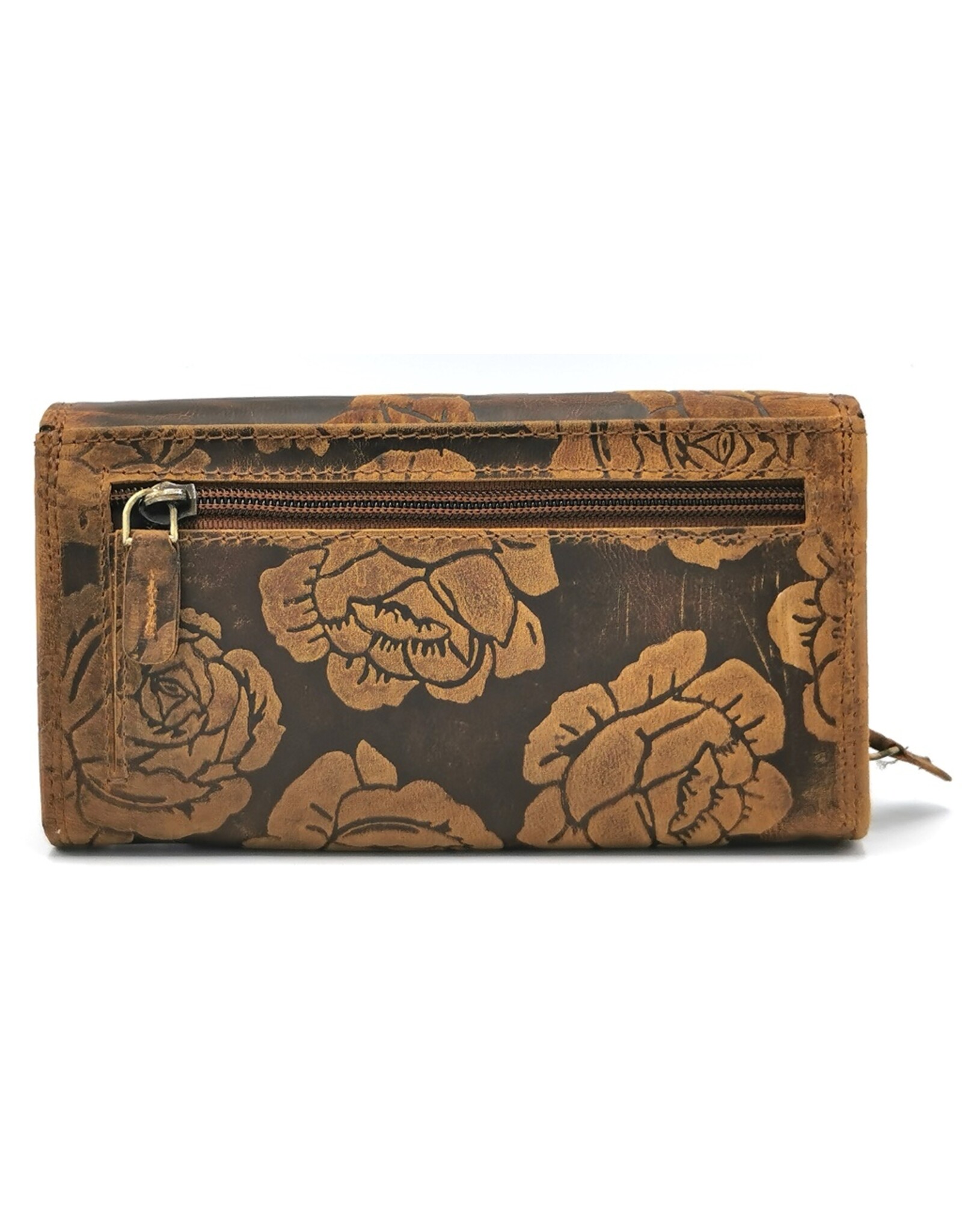 Trukado Leren Portemonnees - Leren Portemonnee met reliëf Rozen large