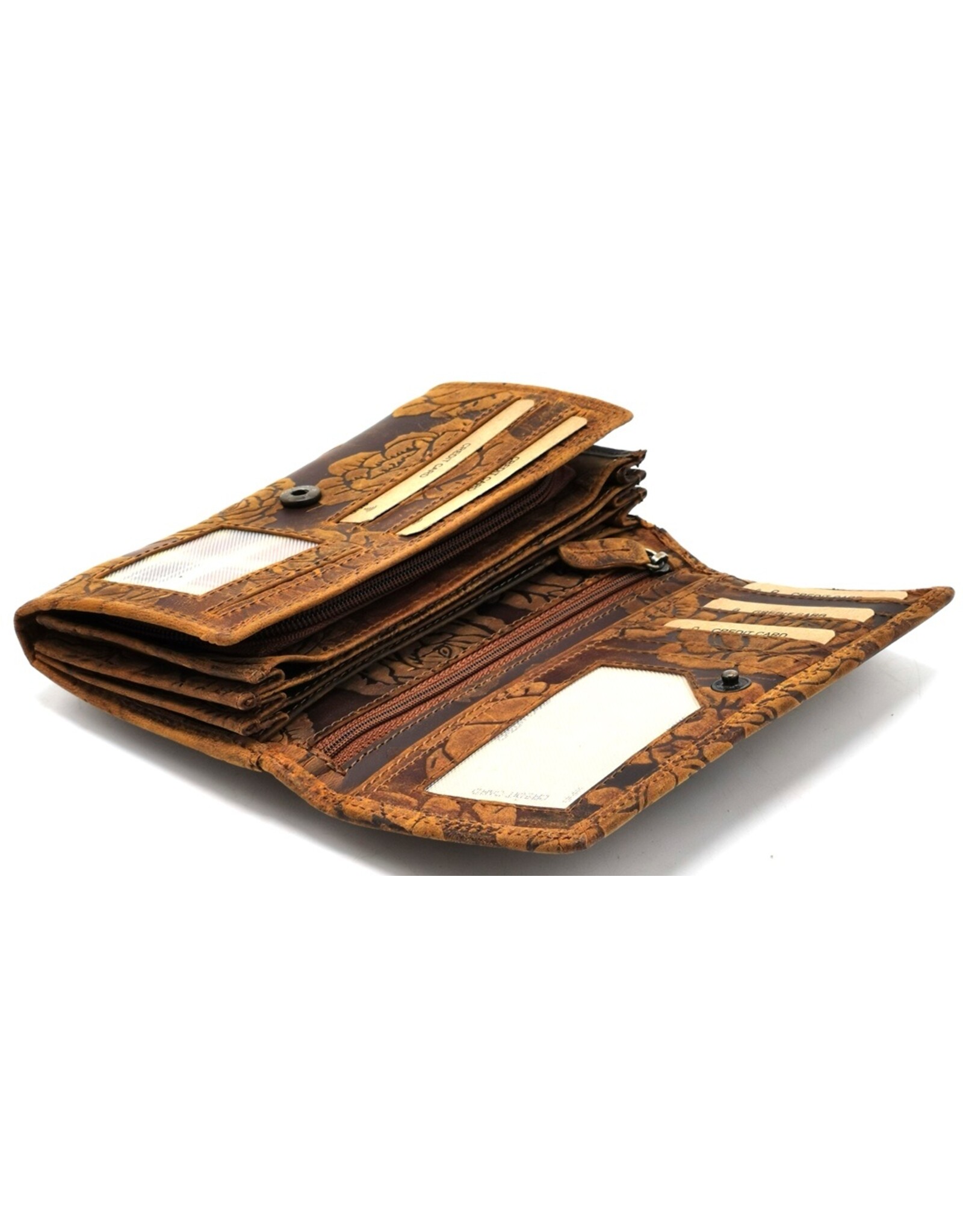 Trukado Leren Portemonnees - Leren Portemonnee met reliëf Rozen large