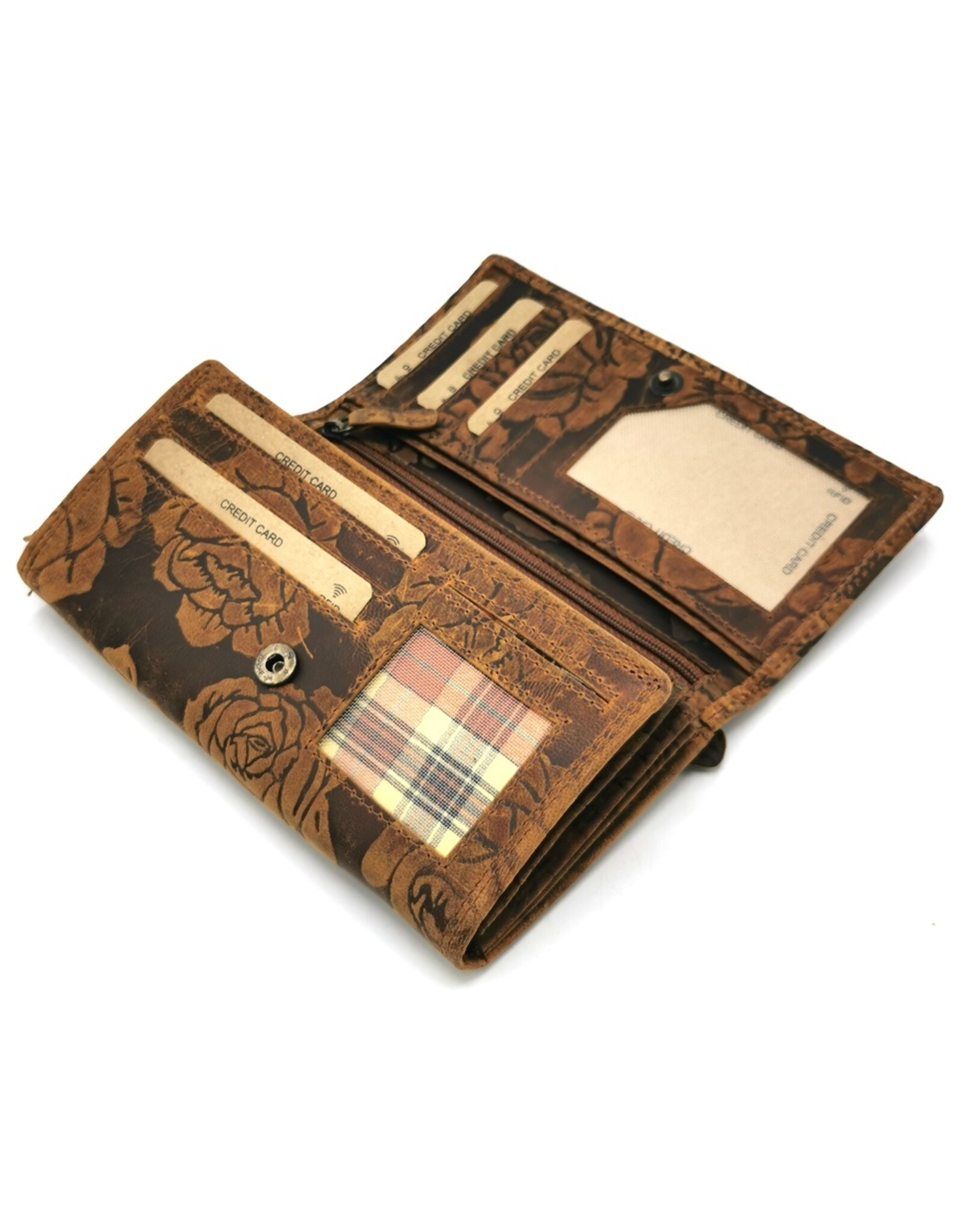 Trukado Leren Portemonnees - Leren Portemonnee met reliëf Rozen large