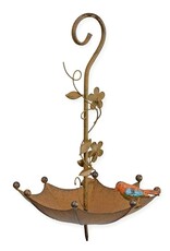 JB Miscellaneous - Vogelbad - Vogelvoeder Paraplu met Vogeltje (roestig metaal)
