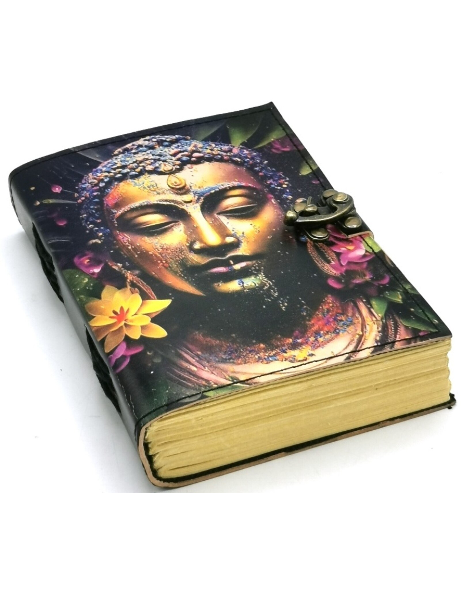 ONK Miscellaneous -    Leren Notitieboek Boeddha & Lotus 18x13cm
