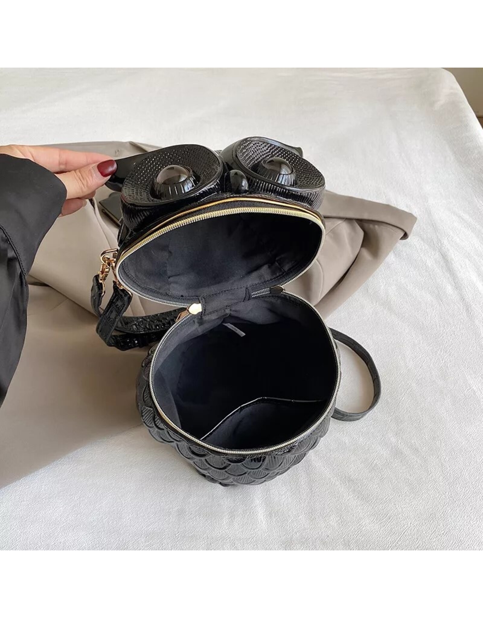 Magic Bags Fantasy tassen - Uil Handtas Uniek 3D ontwerp Hardgevormd Zwart